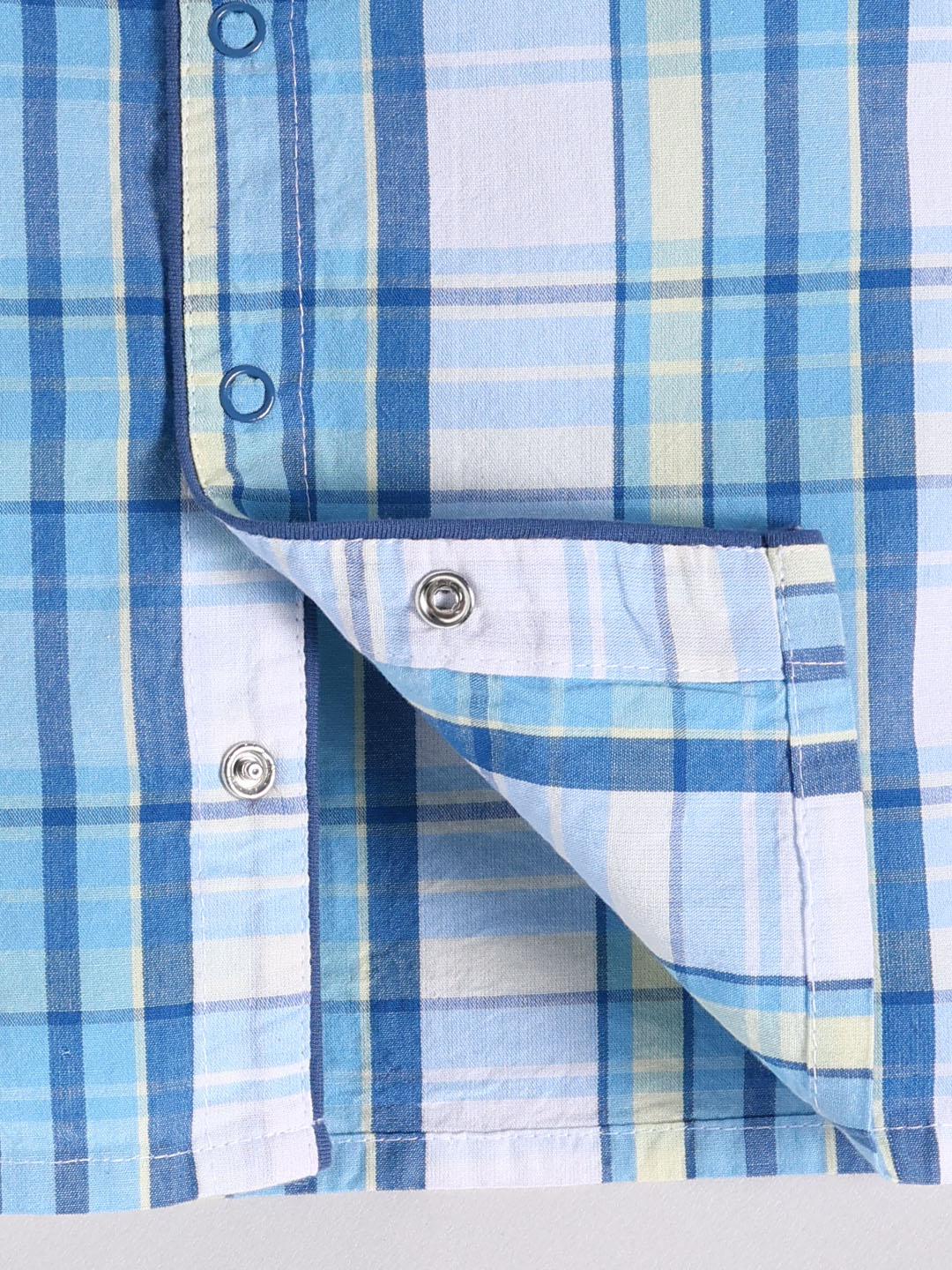 Blue Cotton Checked Full Sleeve Night Suit