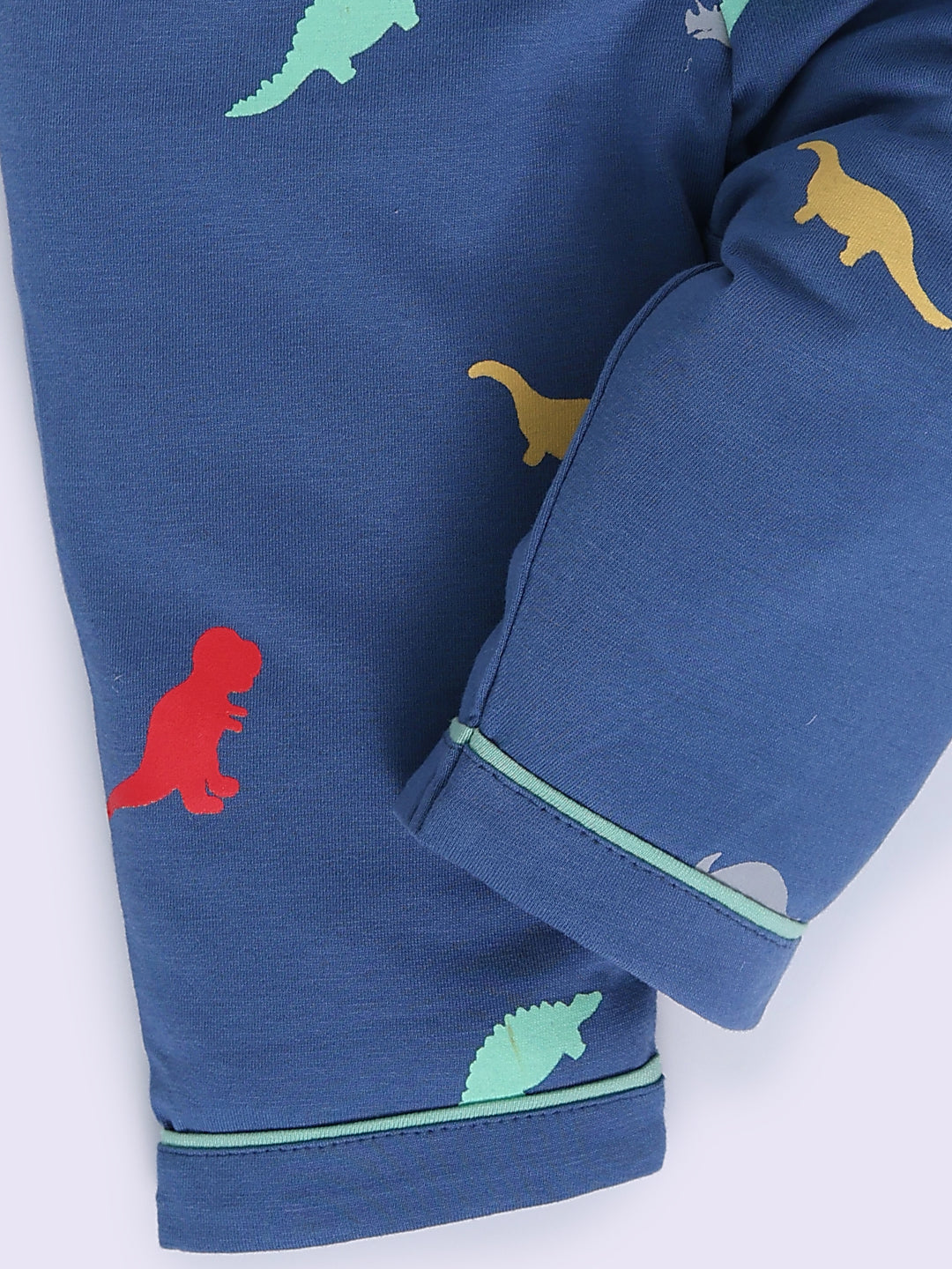 Blue Cotton Dino Print Full Sleeve Night Suit