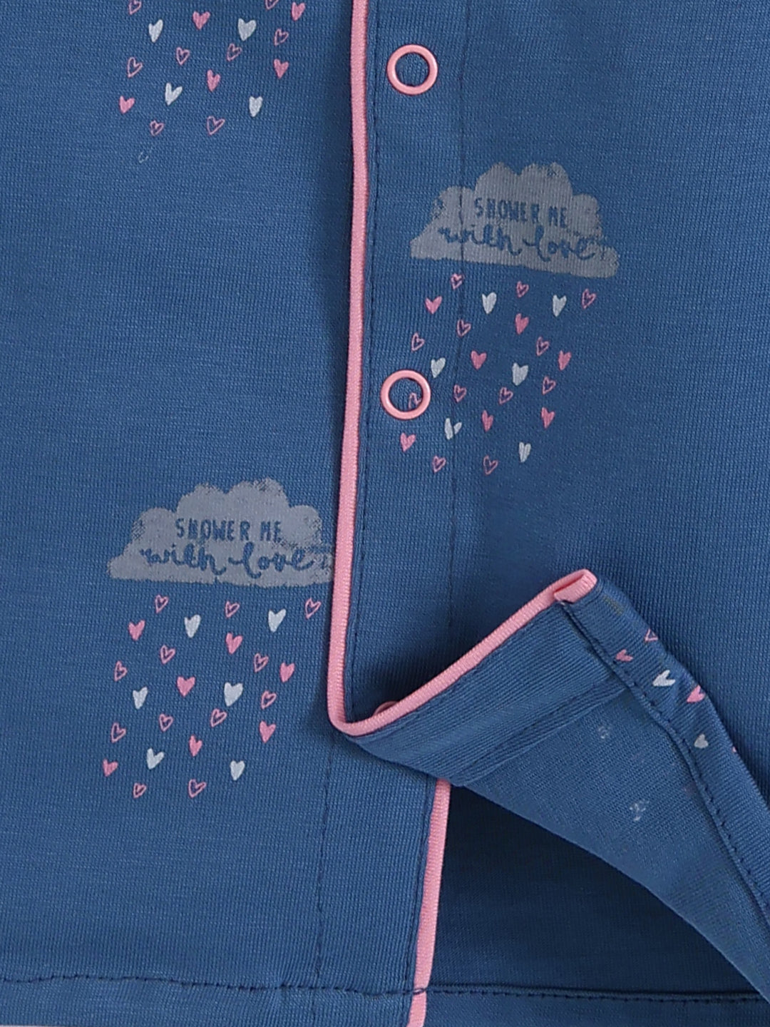 'Clouds' Blue Cotton Full Sleeve Night Suit