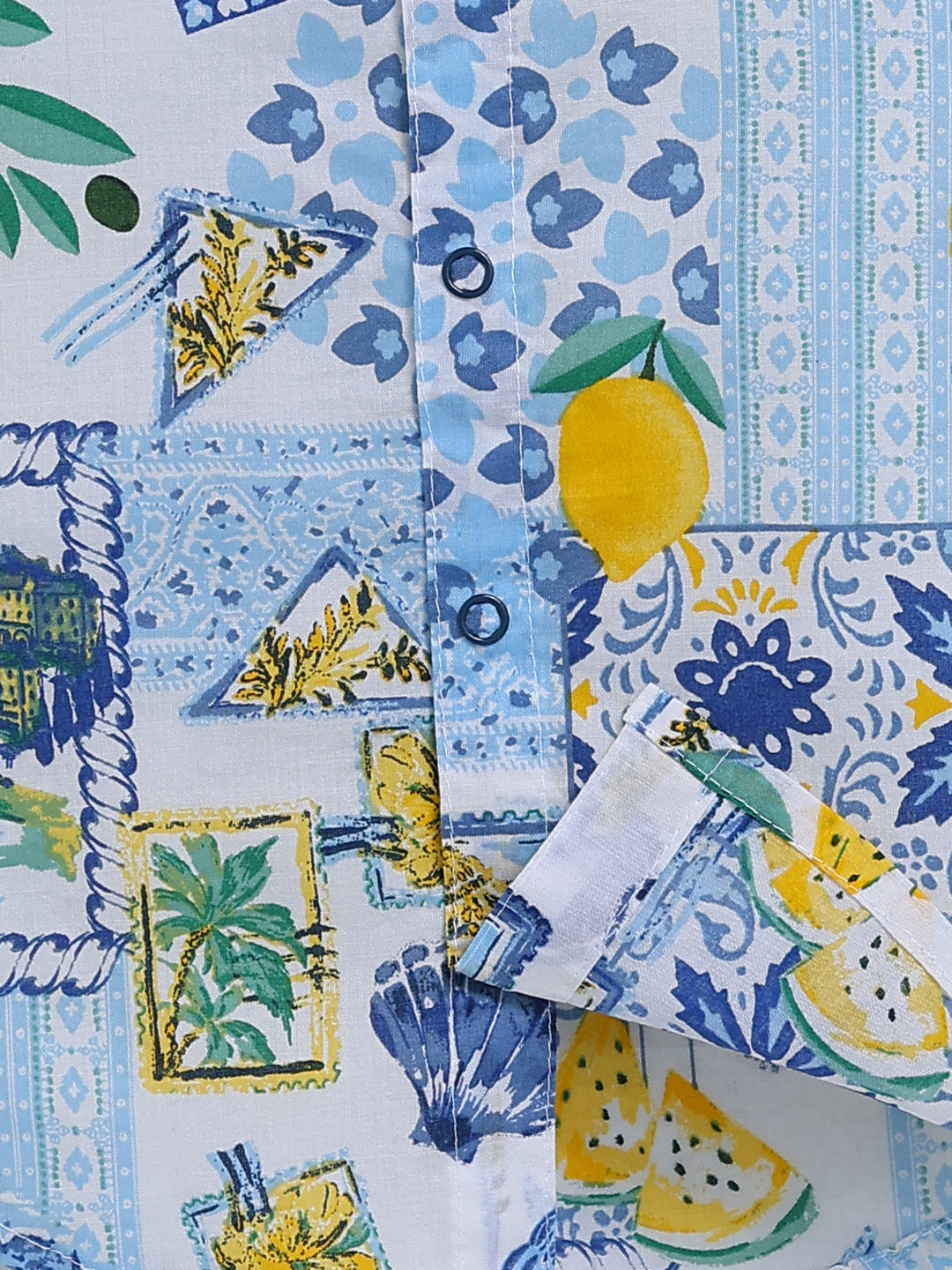Blue Cotton Tropical Half Sleeve Co-ord Set