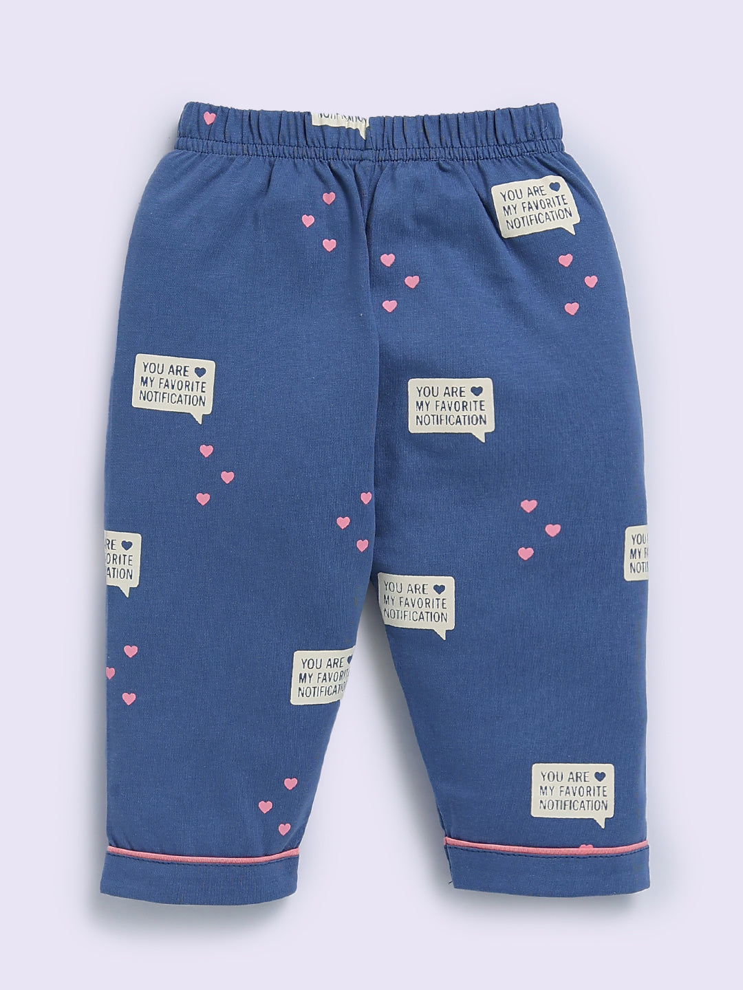 Blue Cotton Typography Full Sleeve Night Suit