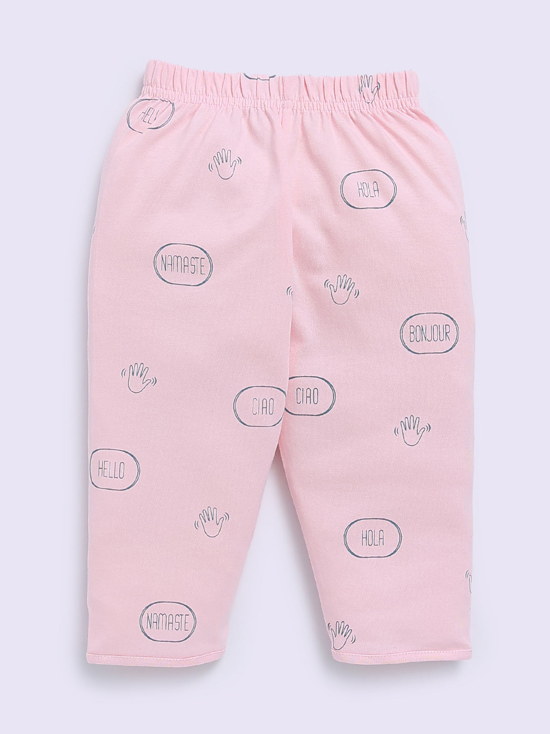 Pink Cotton Typography Full Sleeve Night Suit