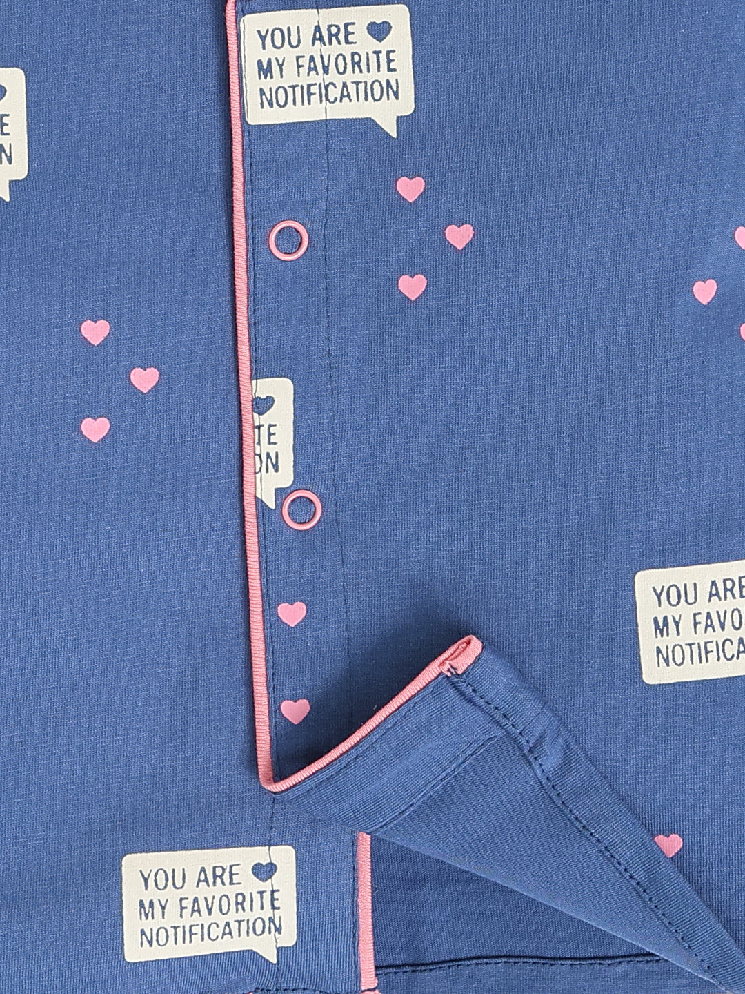 Blue Cotton Typography Full Sleeve Night Suit