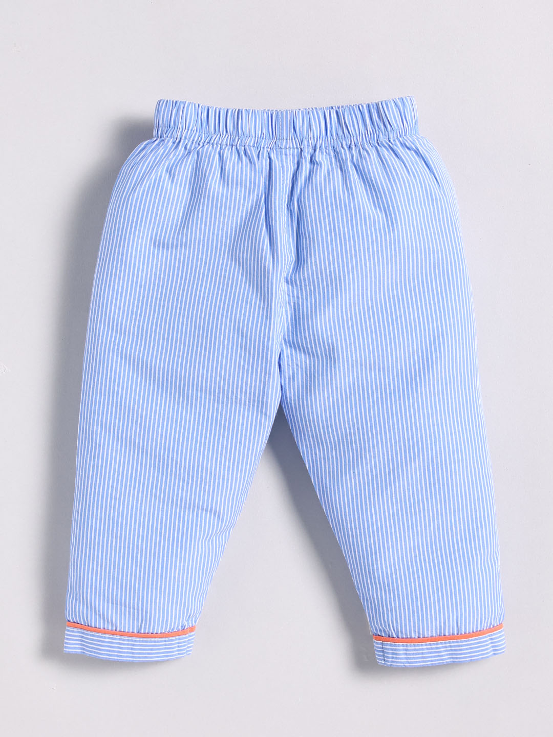 Blue Cotton Typography Full Sleeve Night Suit