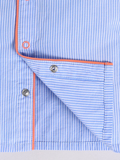 Blue Cotton Typography Full Sleeve Night Suit