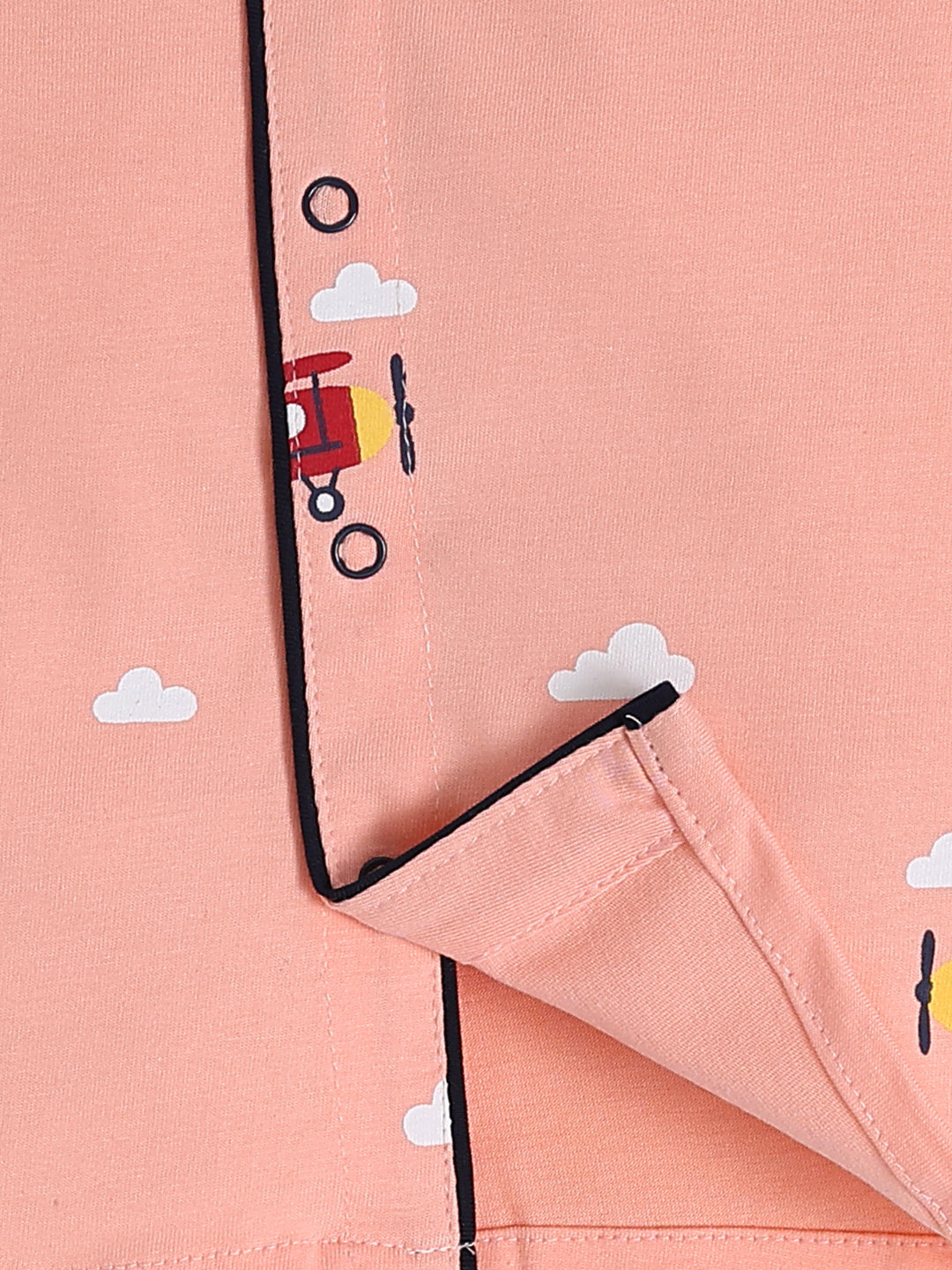 Orange Cotton Graphic Full Sleeve Night Suit