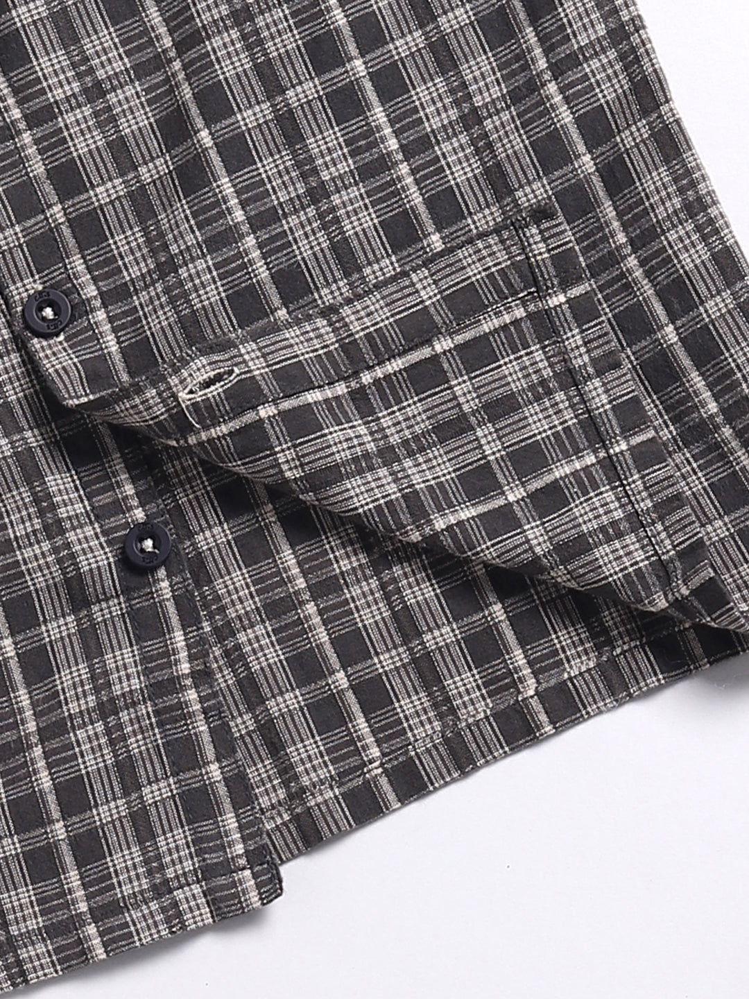 Black Checked Cotton Full Sleeve Night Suit