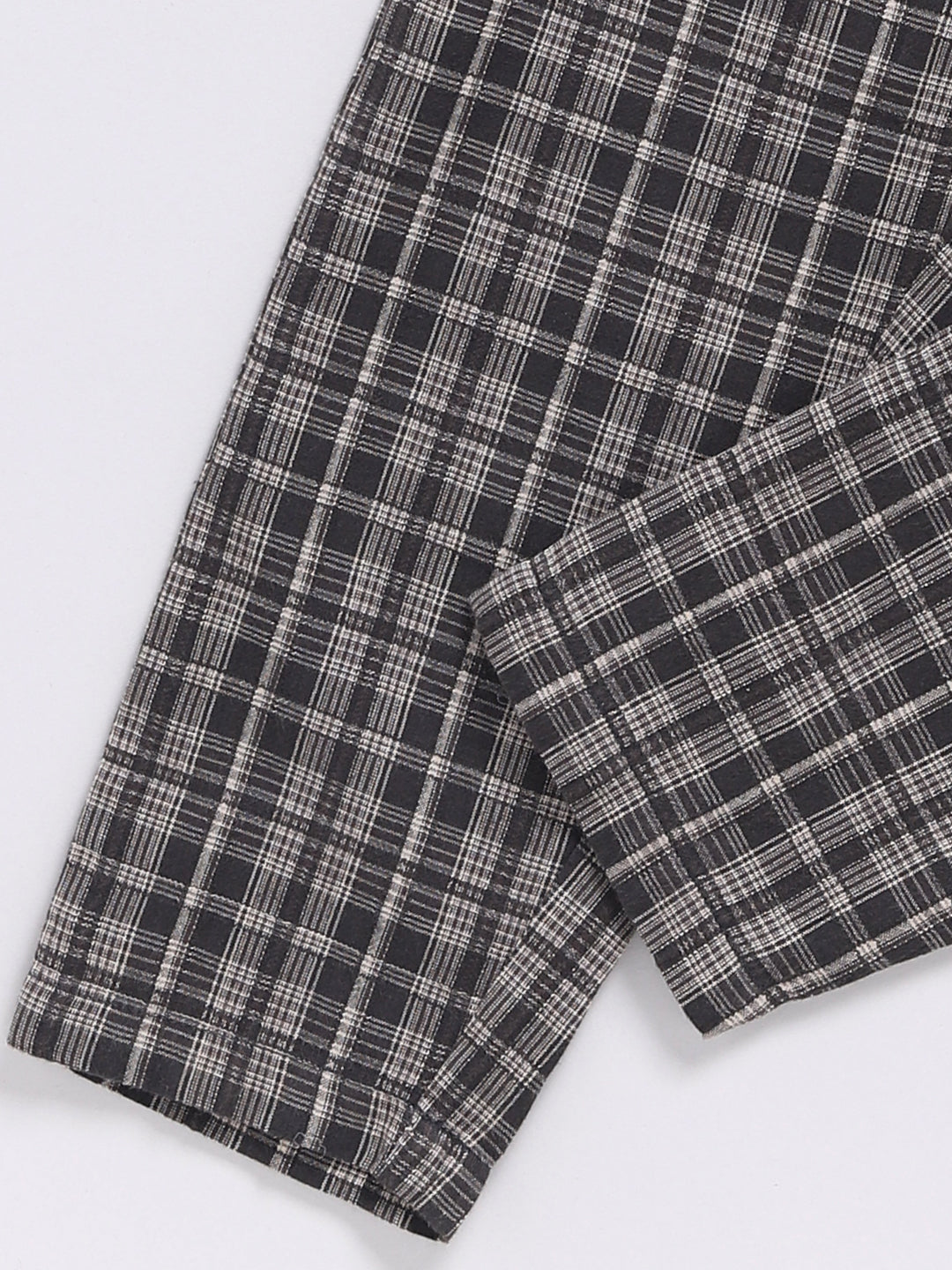 Black Checked Cotton Full Sleeve Night Suit