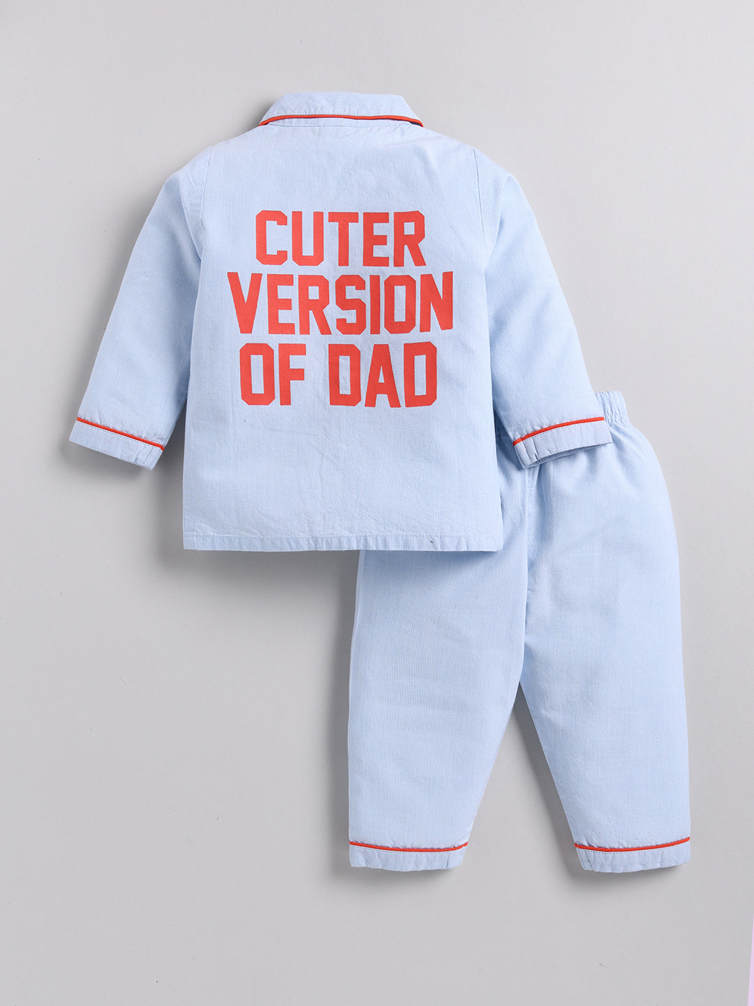 Cuter Version of Dad Blue & Red Typography Full Sleeve Night Suit