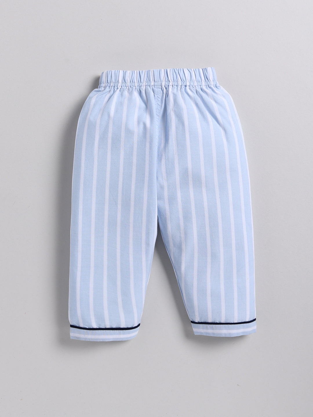 Cuter Version of Dad Blue Striped Full sleeve Night Suit