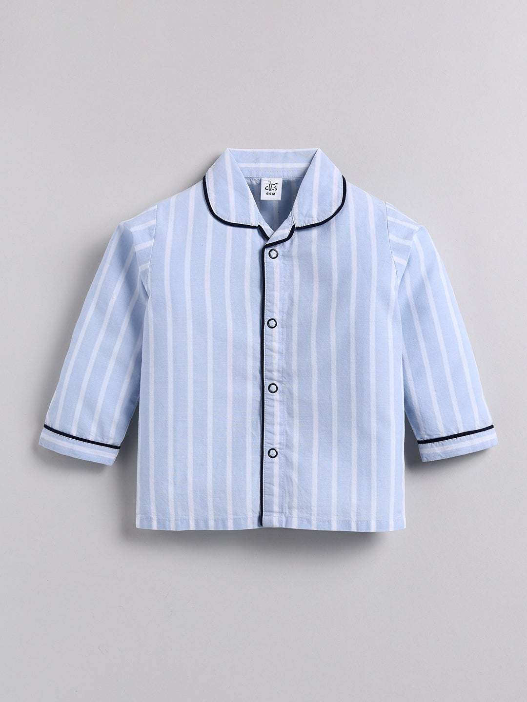 Cuter Version of Dad Blue Striped Full sleeve Night Suit