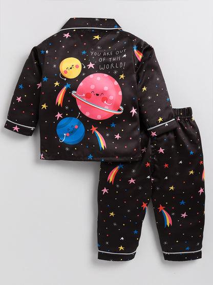 Black Starry Full sleeve Night Suit