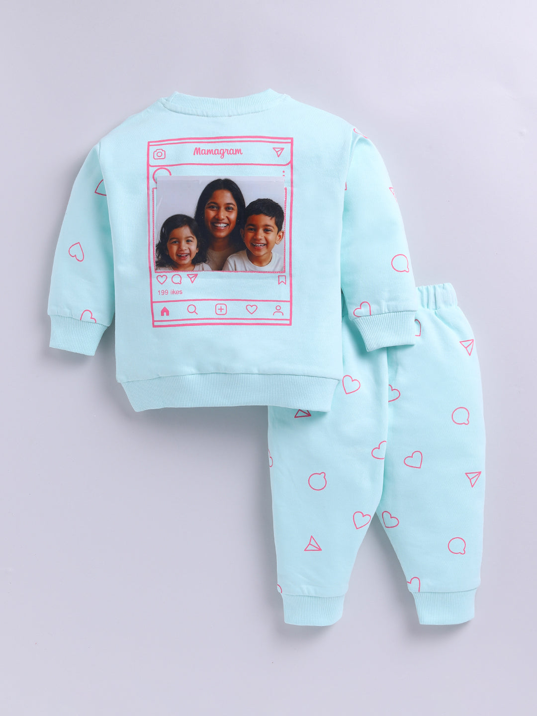 "Mamagram" Sea Green Cotton Knitted Graphic Co-ord Set