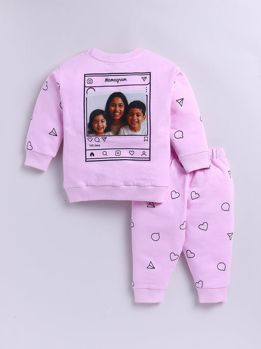 "Mamagram" Pink Cotton Knitted Graphic Co-ord Set