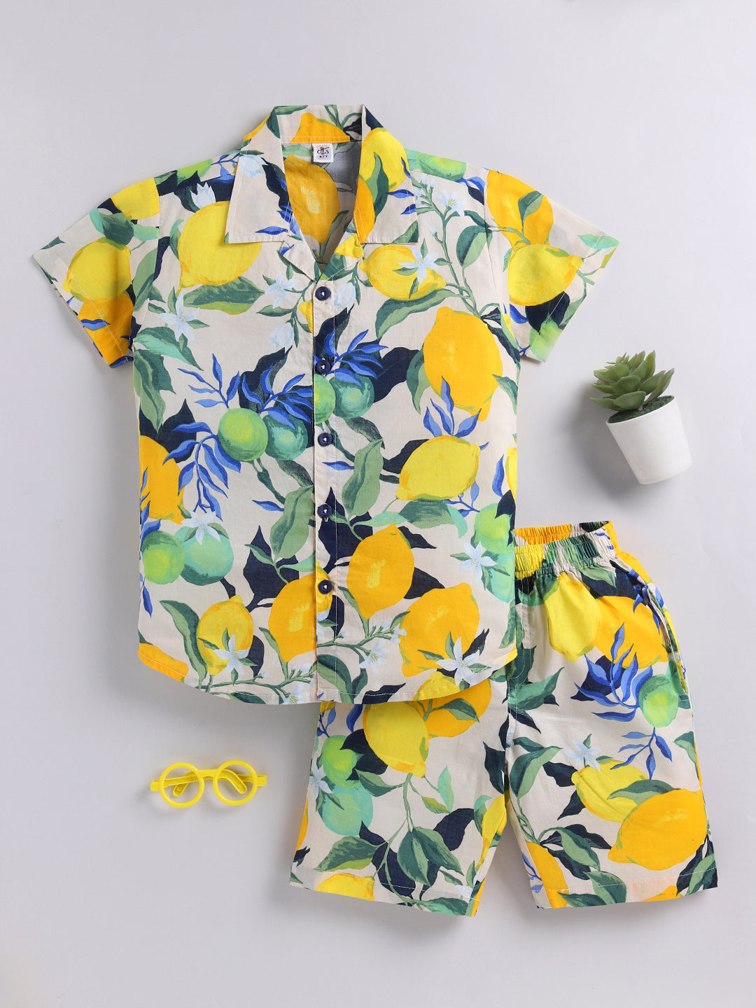 Multi Tropical Cotton Short Sleeves Co-ord Set