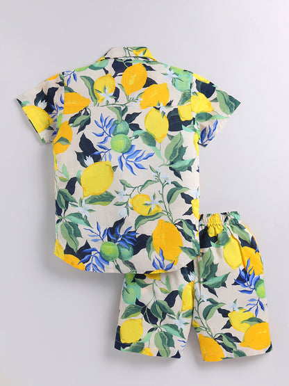 Multi Tropical Cotton Short Sleeves Co-ord Set