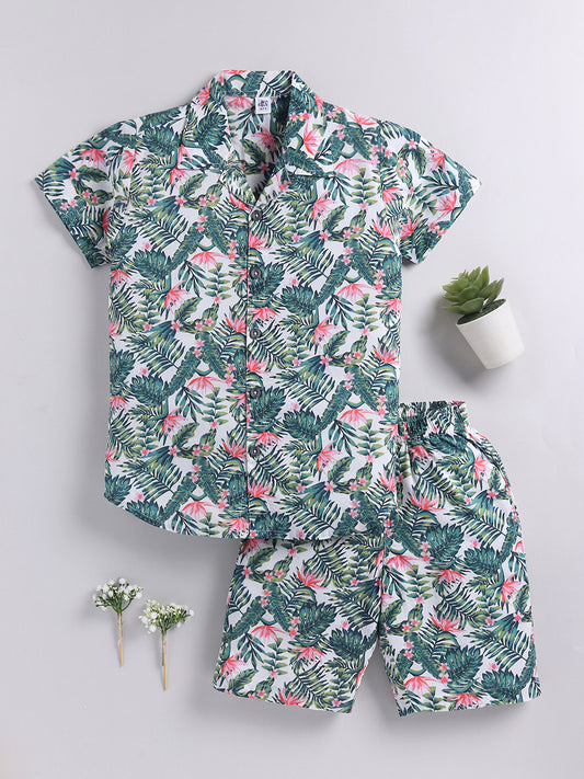 Multi Tropical Cotton Short Sleeves Co-ord Set