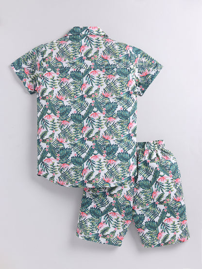 Multi Tropical Cotton Short Sleeves Co-ord Set