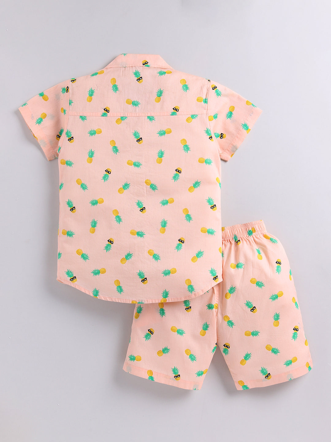 Peach Tropical Cotton Short Sleeves Co-ord Set