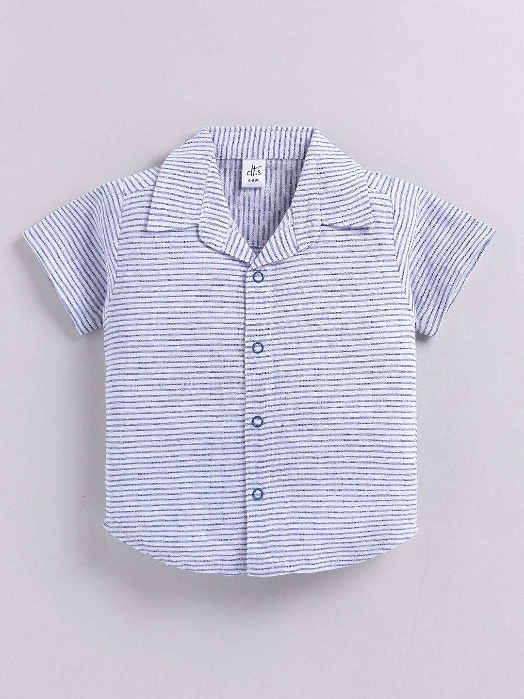 Blue Striped Cotton Short Sleeves Co-ord Set