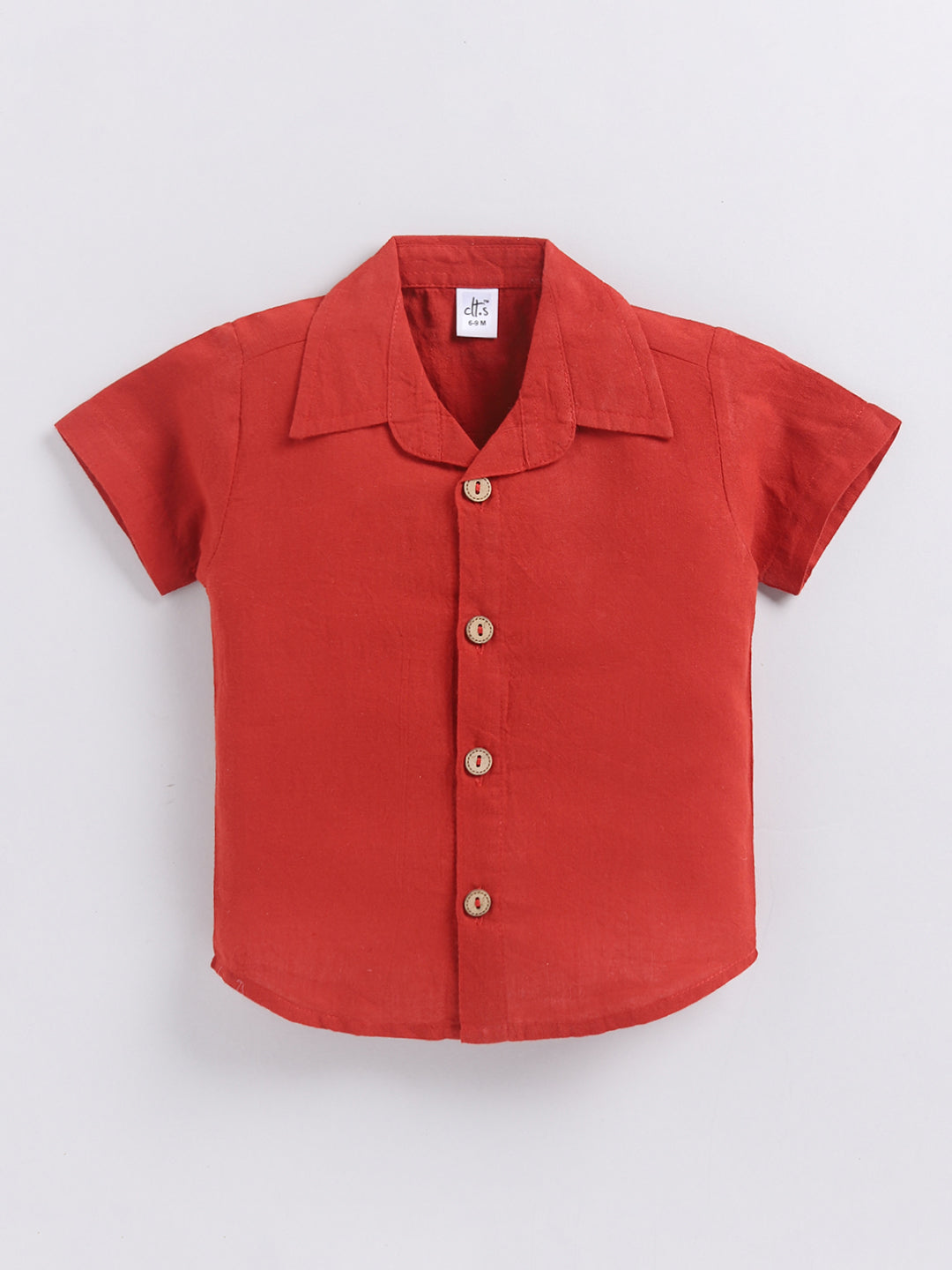 Red Solid Cotton Short Sleeves Night Suit