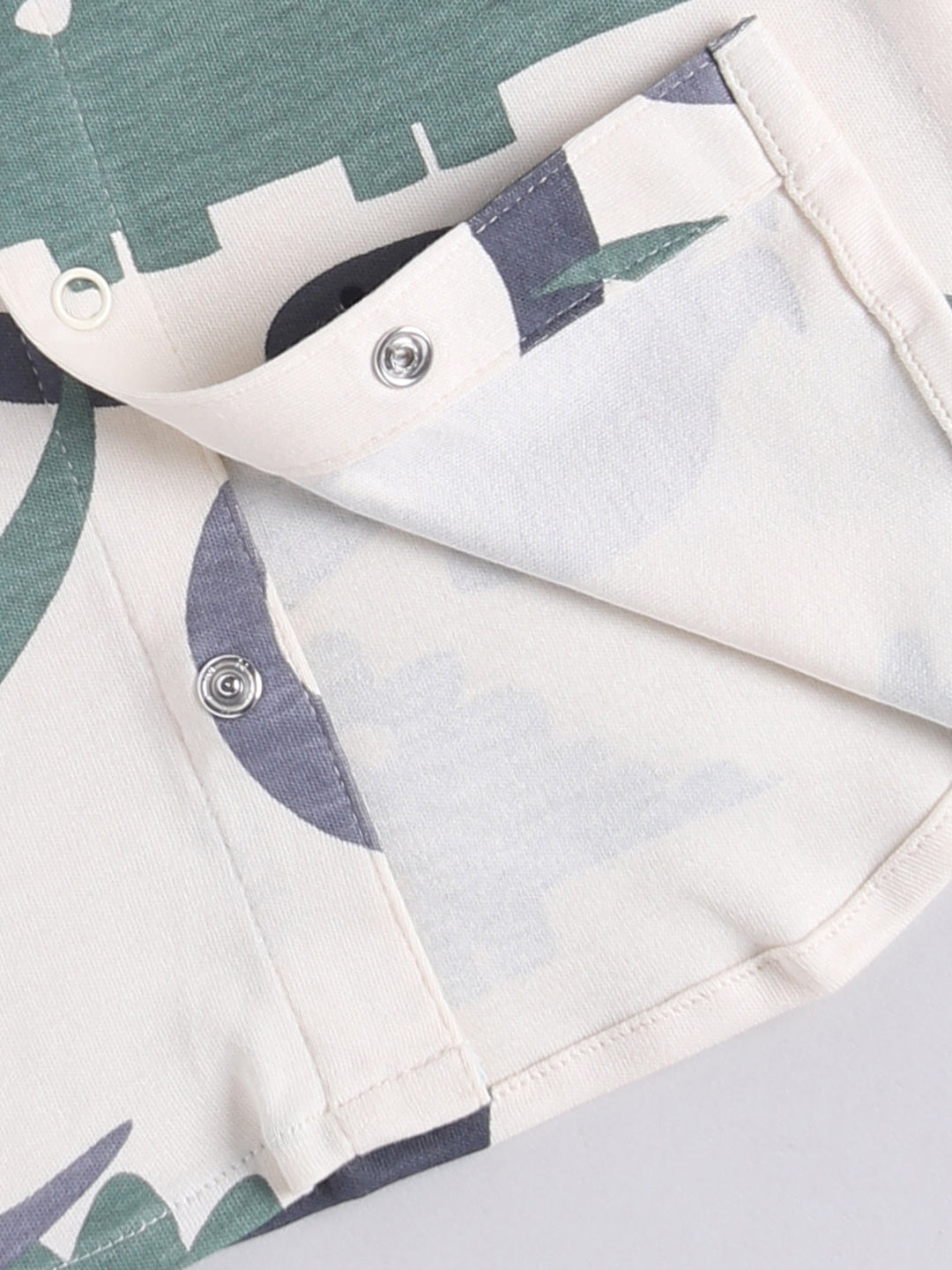 Cream Dino Printed Cotton Short Sleeves Co-ord Set