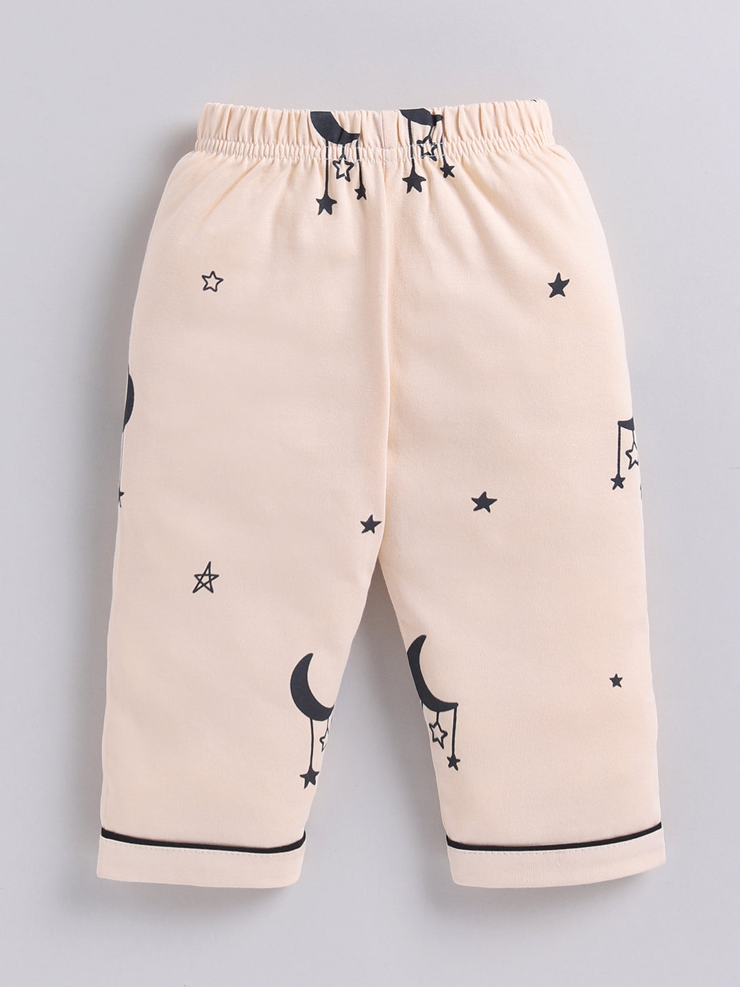 Beige Typography Cotton Full Sleeves Night Suit