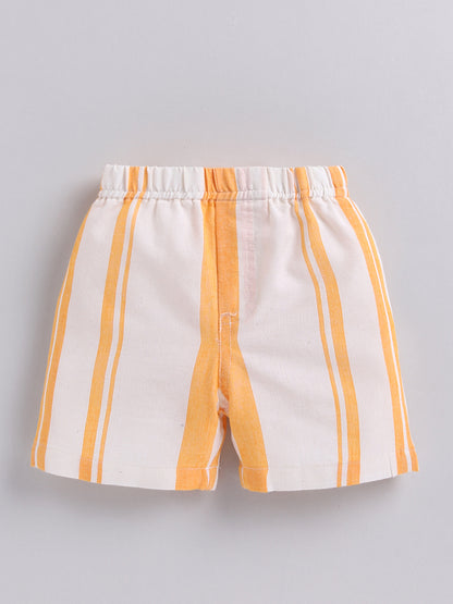 Yellow Striped Cotton Short Sleeves Night Suit