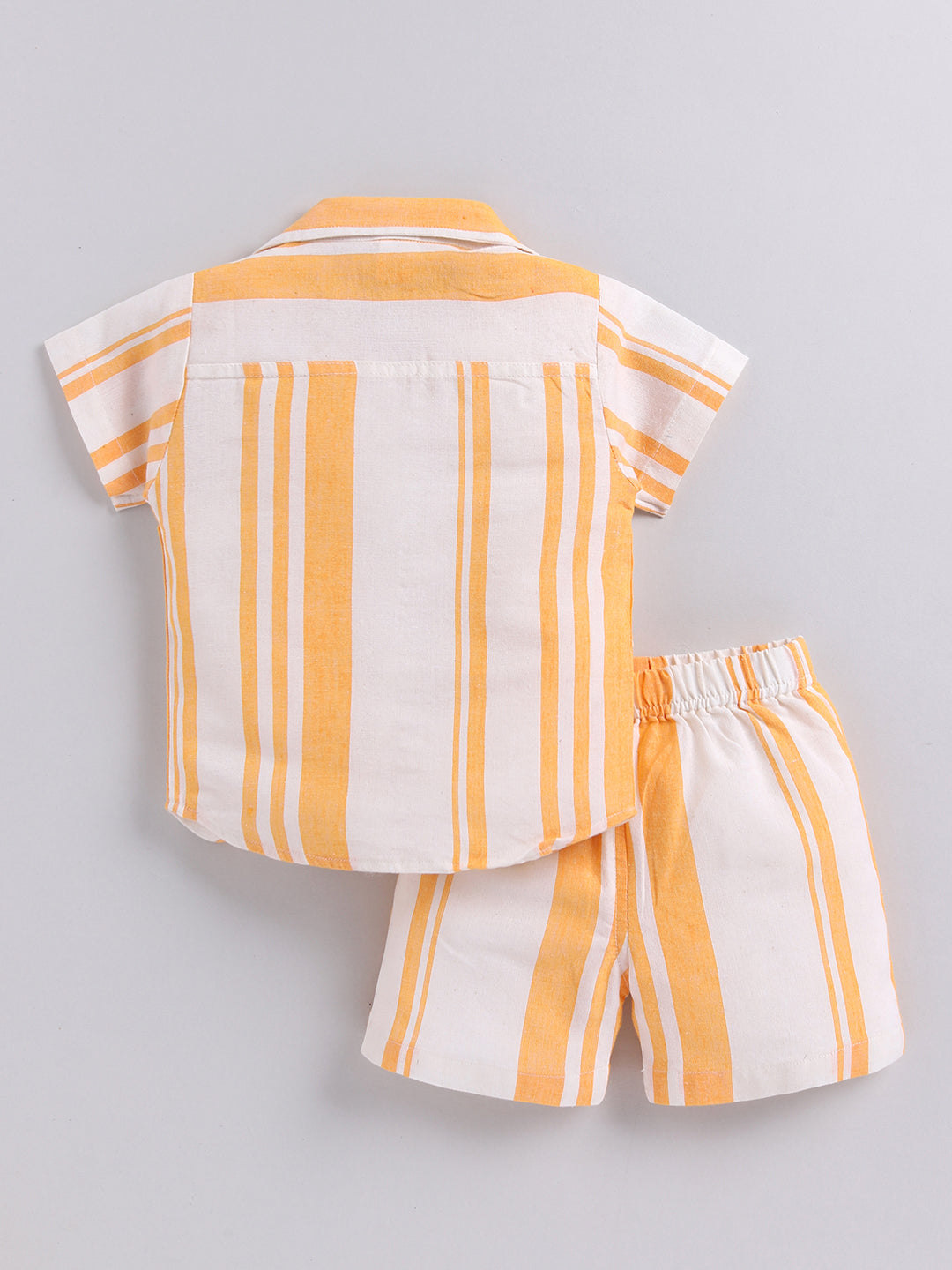 Yellow Striped Cotton Short Sleeves Night Suit