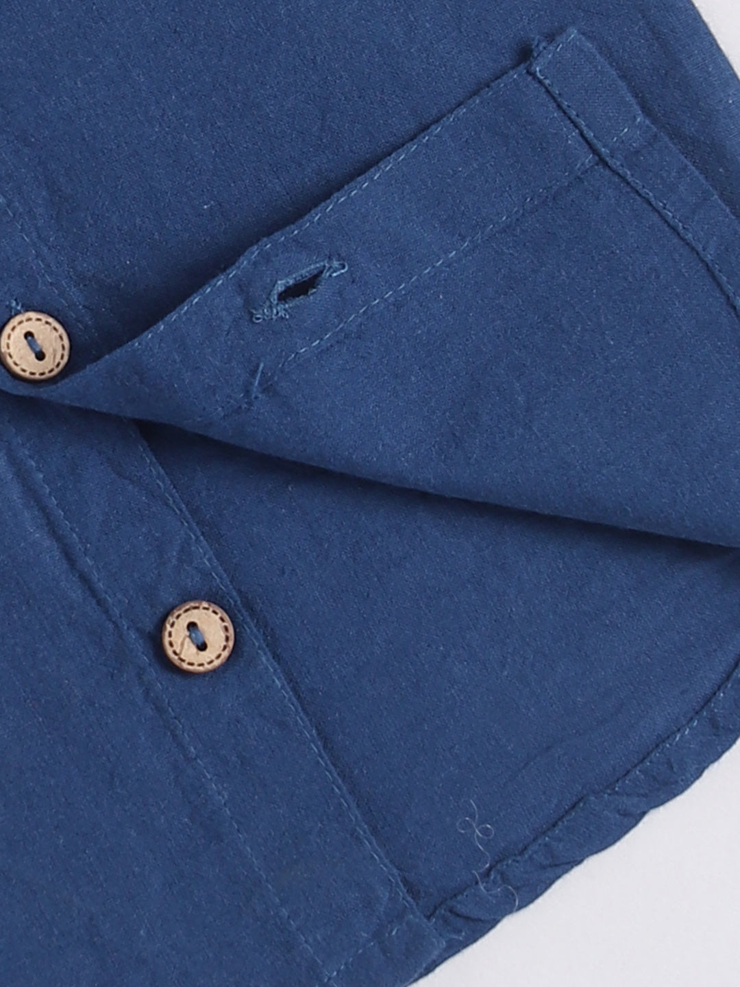 Blue Solid Cotton Short Sleeves Night Suit