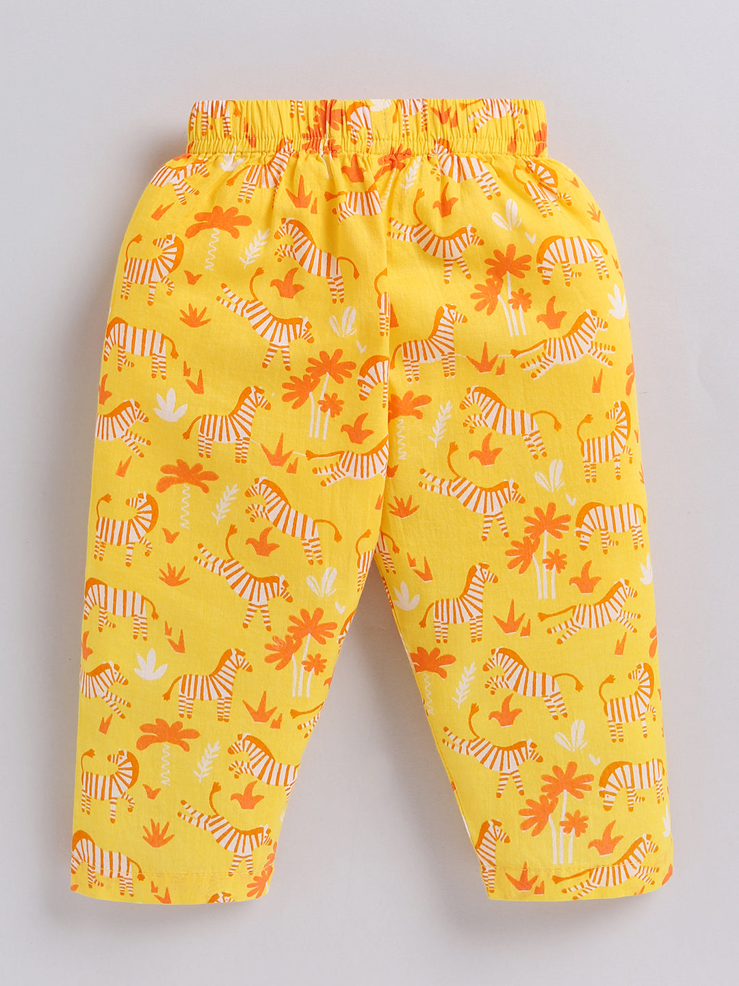 Yellow Cotton "Animal Kingdom" Full Sleeve Kurta Pyjama