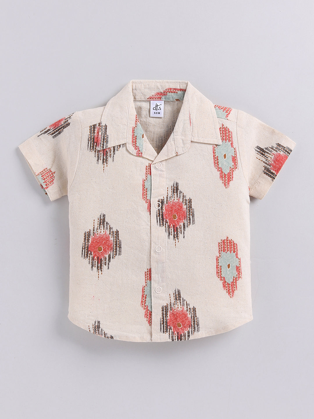 Cream Graphic Cotton Short Sleeves Co-ord Set