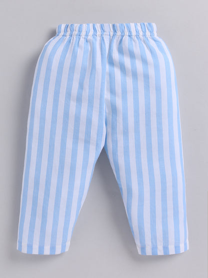 Blue Cotton Striped Kurta Pyjama Set