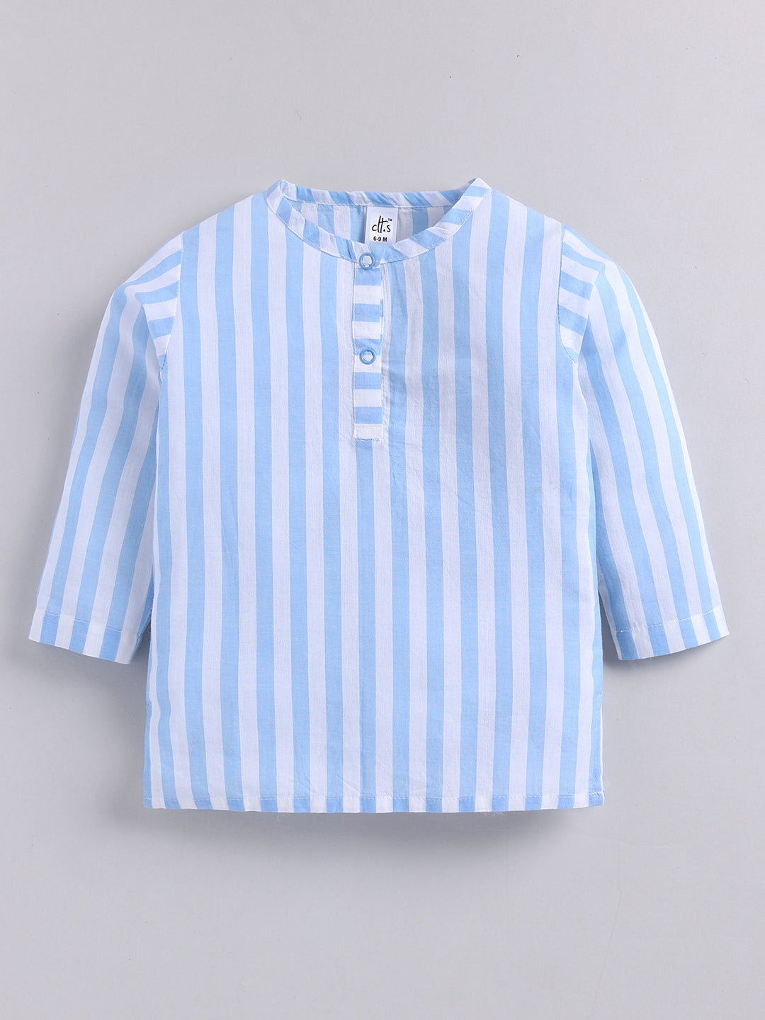 Blue Cotton Striped Kurta Pyjama Set