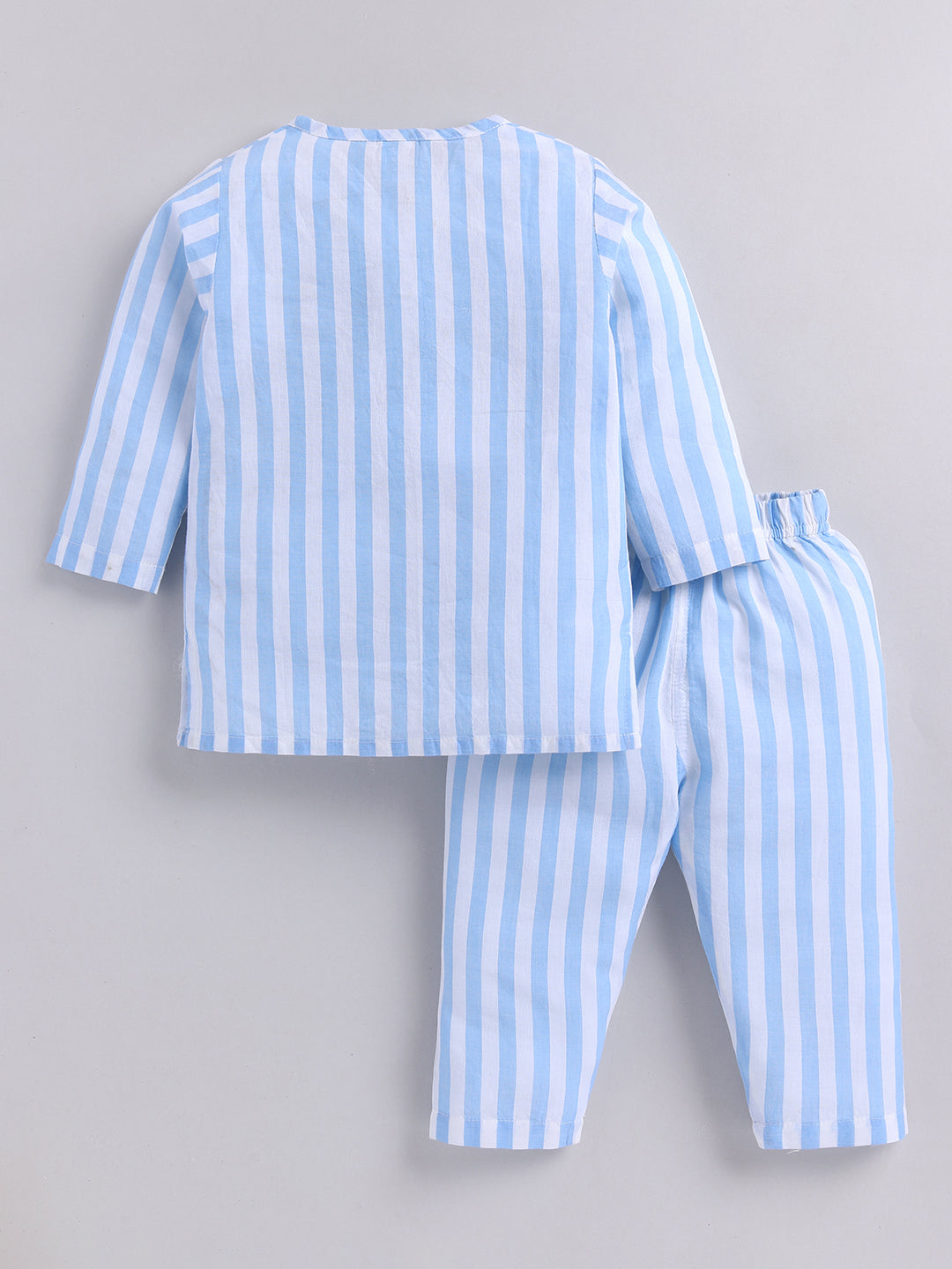 Blue Cotton Striped Kurta Pyjama Set