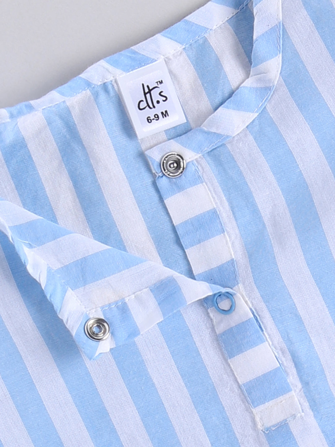 Blue Cotton Striped Kurta Pyjama Set