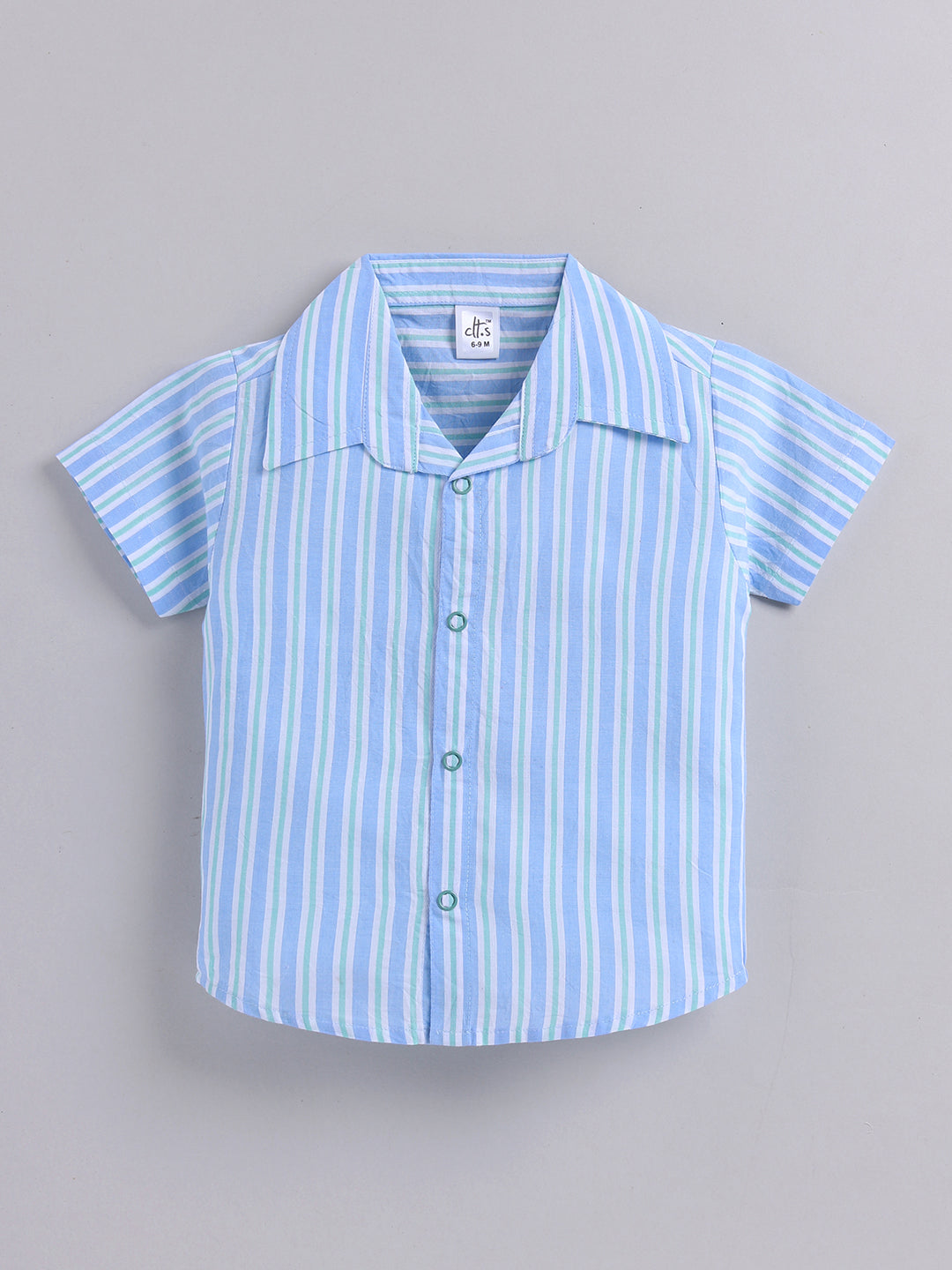 Blue Cotton Striped Half Sleeve Co-ord Set