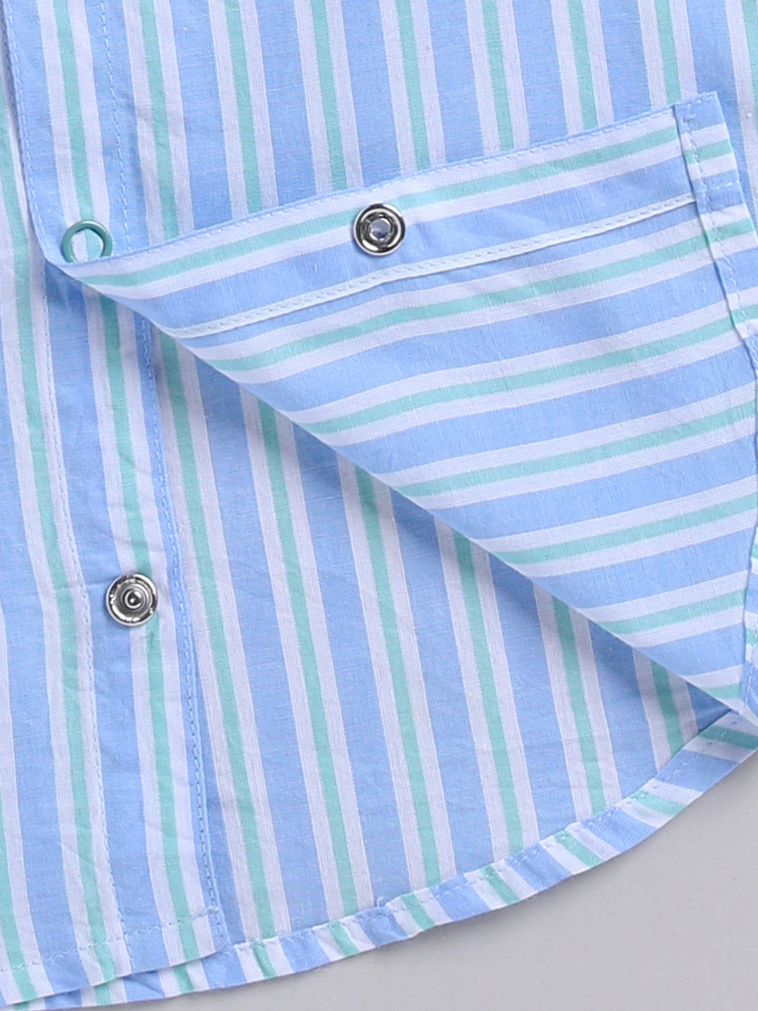 Blue Cotton Striped Half Sleeve Co-ord Set