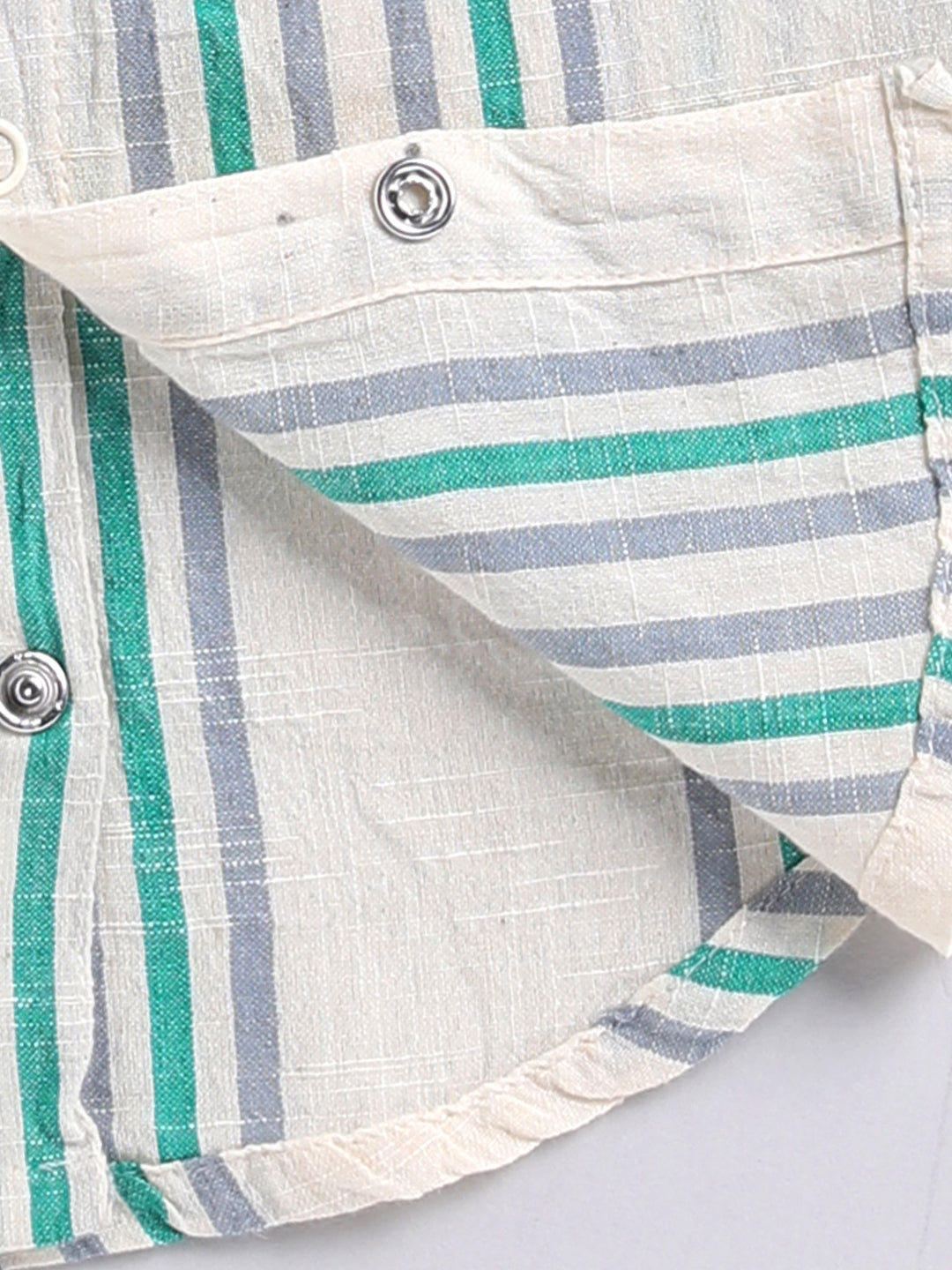 Cream Striped Cotton Short Sleeves Co-ord Set