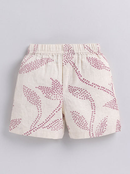 Purple Floral Cotton Short Sleeves Co-ord Set