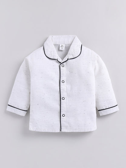 Off White Typography Cotton Full Sleeves Night Suit