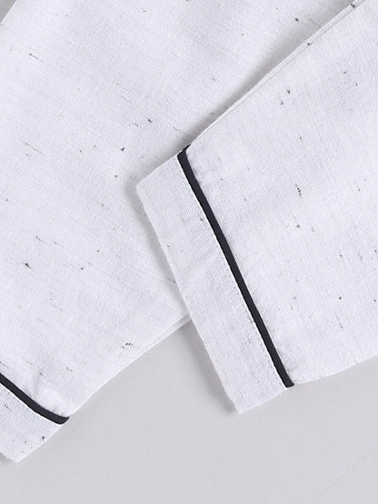 Off White Typography Cotton Full Sleeves Night Suit