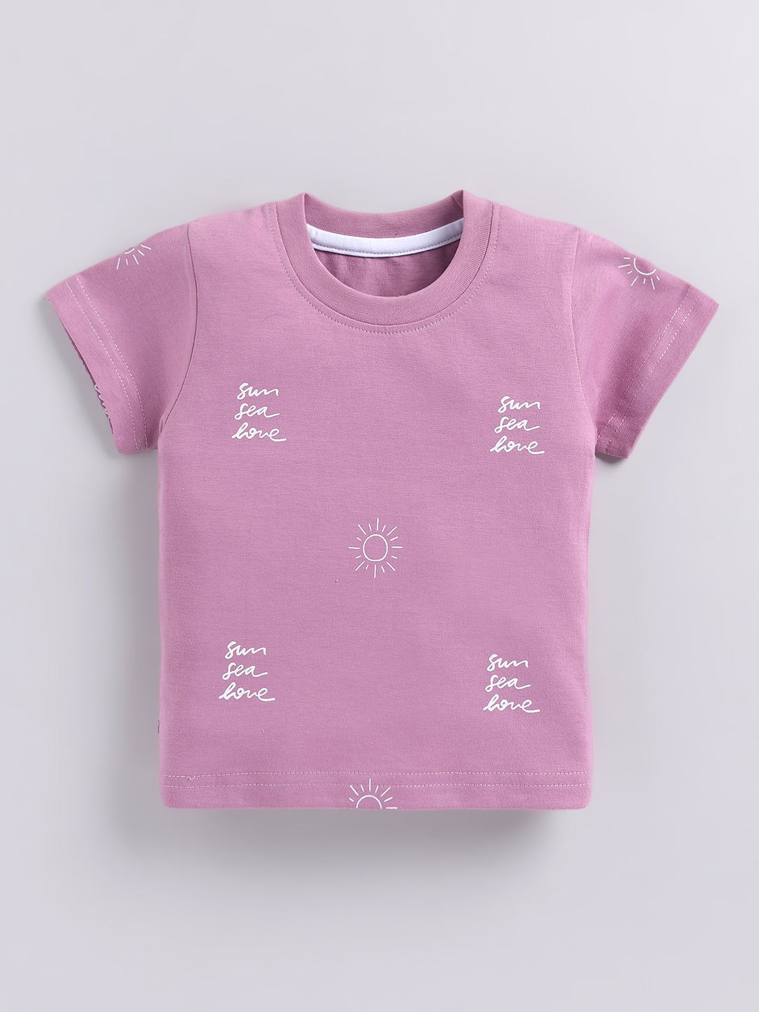 Purple Typography Cotton Short Sleeves Night Suit