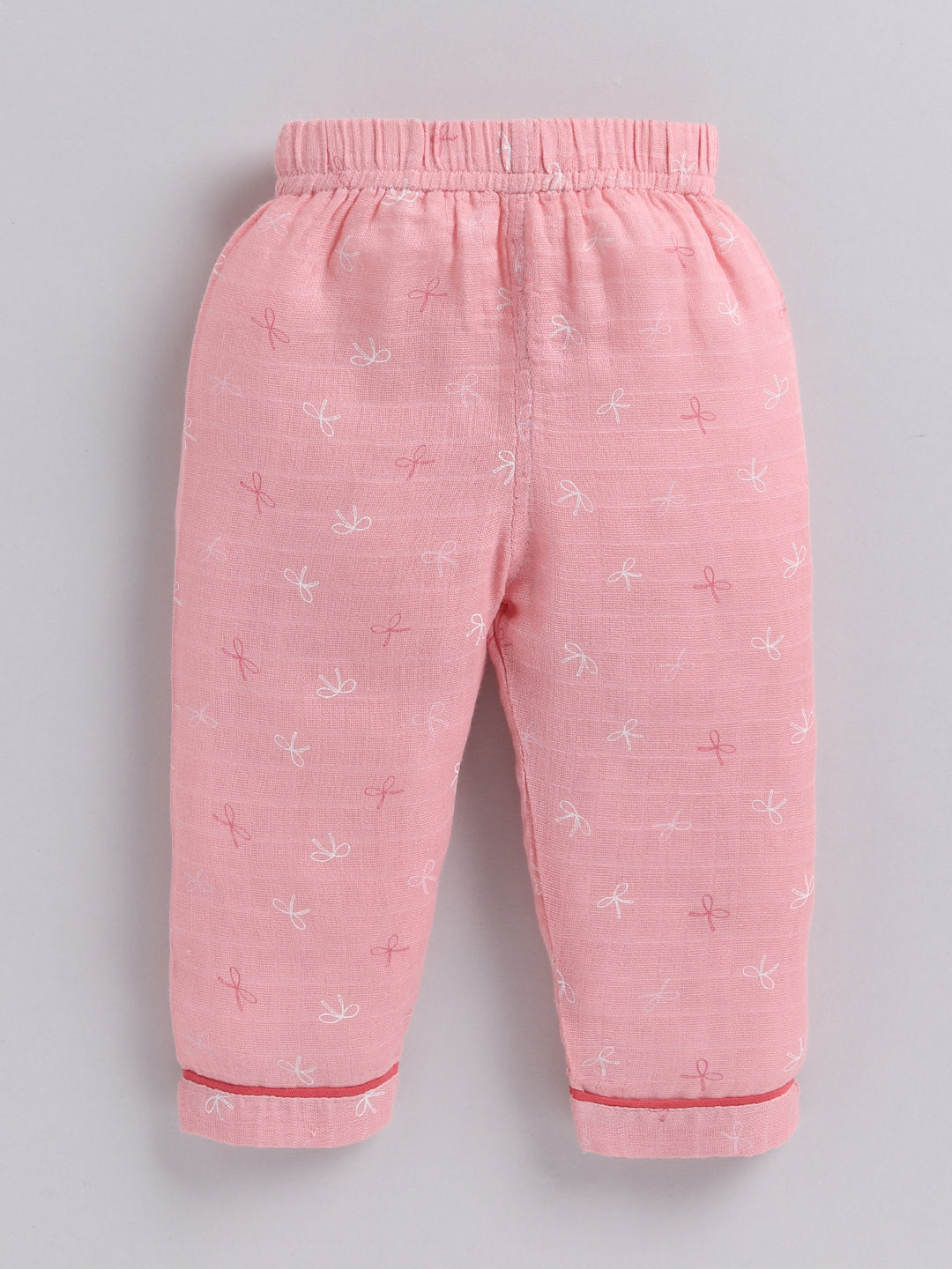 Pink Graphic Cotton Full Sleeves Night Suit