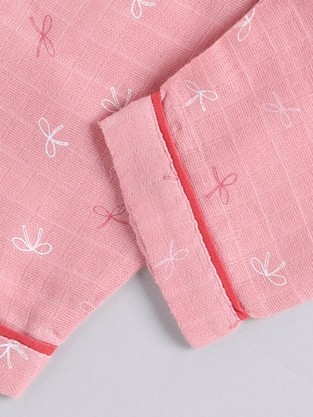 Pink Graphic Cotton Full Sleeves Night Suit