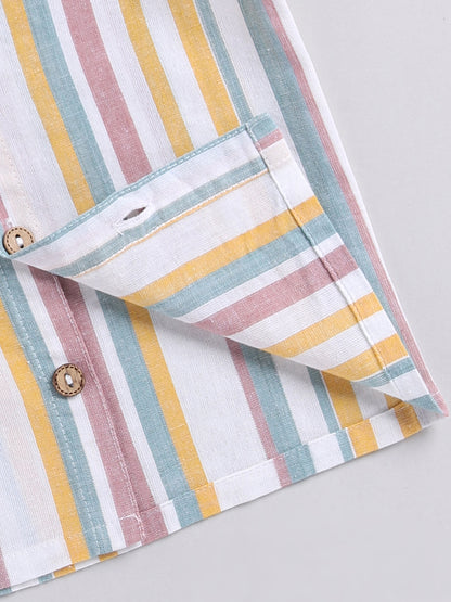Multi Striped Cotton Full Sleeves Night Suit
