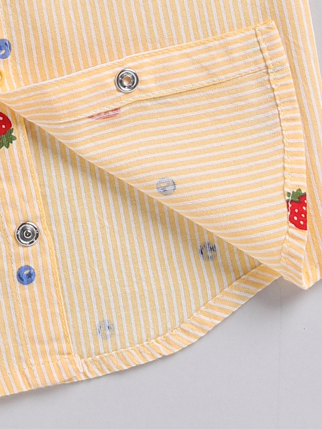 "Strawberries" Yellow Cotton Short Sleeves Night Suit