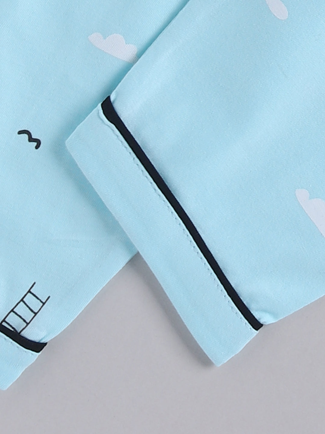 Blue Typography Cotton Full Sleeves Night Suit