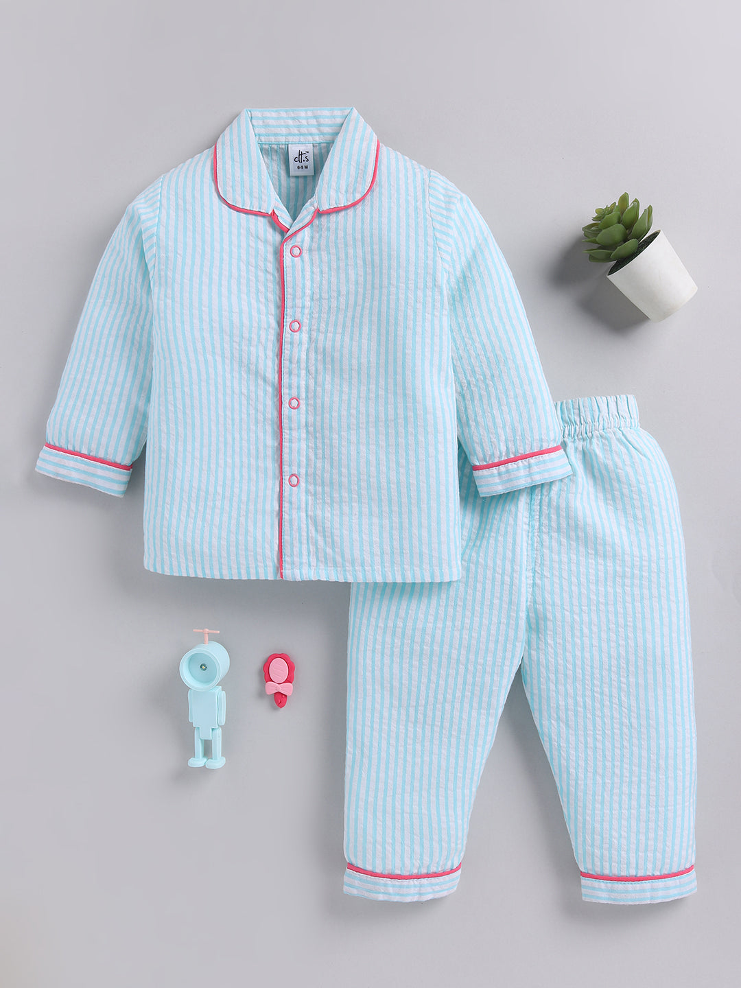 Pink Cotton Typography Full Sleeve Night Suit