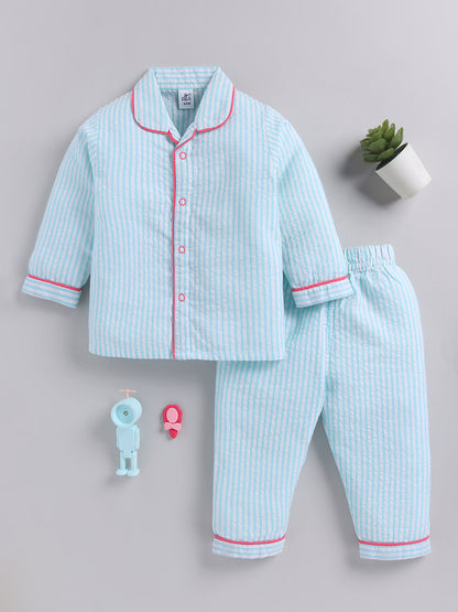 Pink Cotton Typography Full Sleeve Night Suit